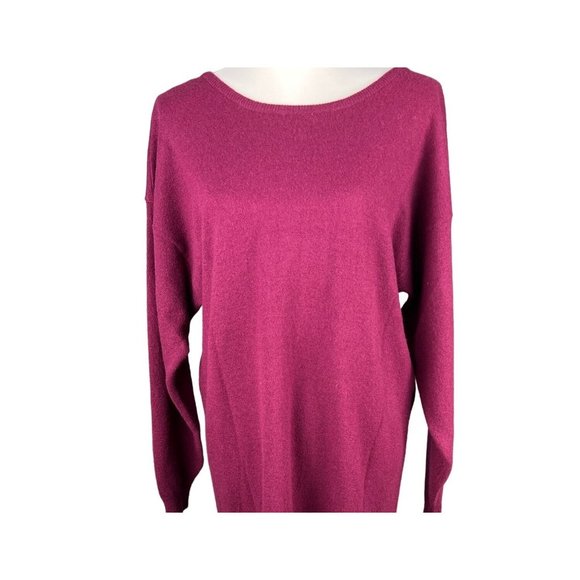 Vintage D.D. Sloane Lambswool V Back Long Sleeve Purple Sweater Dress - Picture 2 of 8